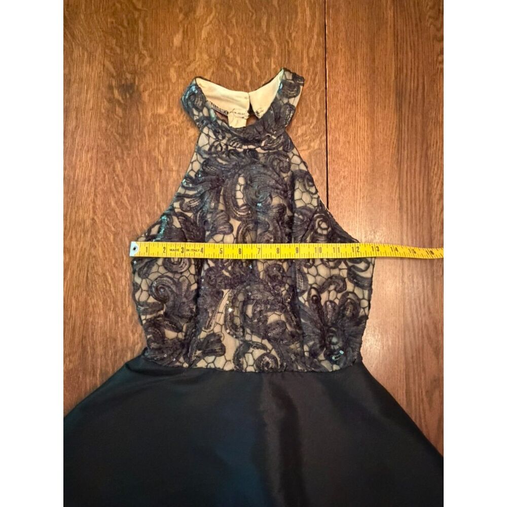 Miss Kim USA Black Lace Sequin Halter Fit & Flare Cocktail Dress Small - Picture 8 of 11